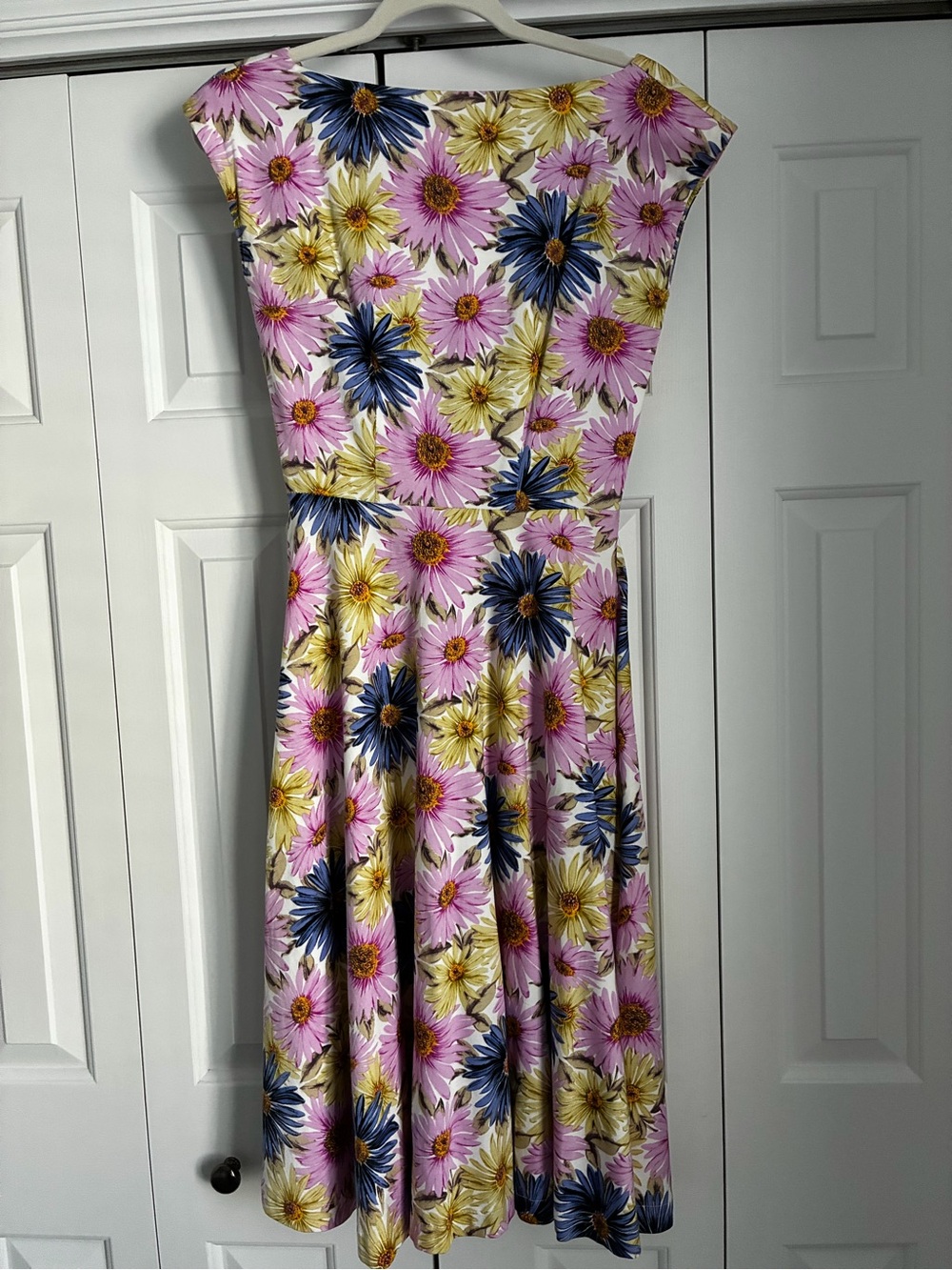 Tatyana Floral Midi Floral Dress in Pink, Yellow & Blue
